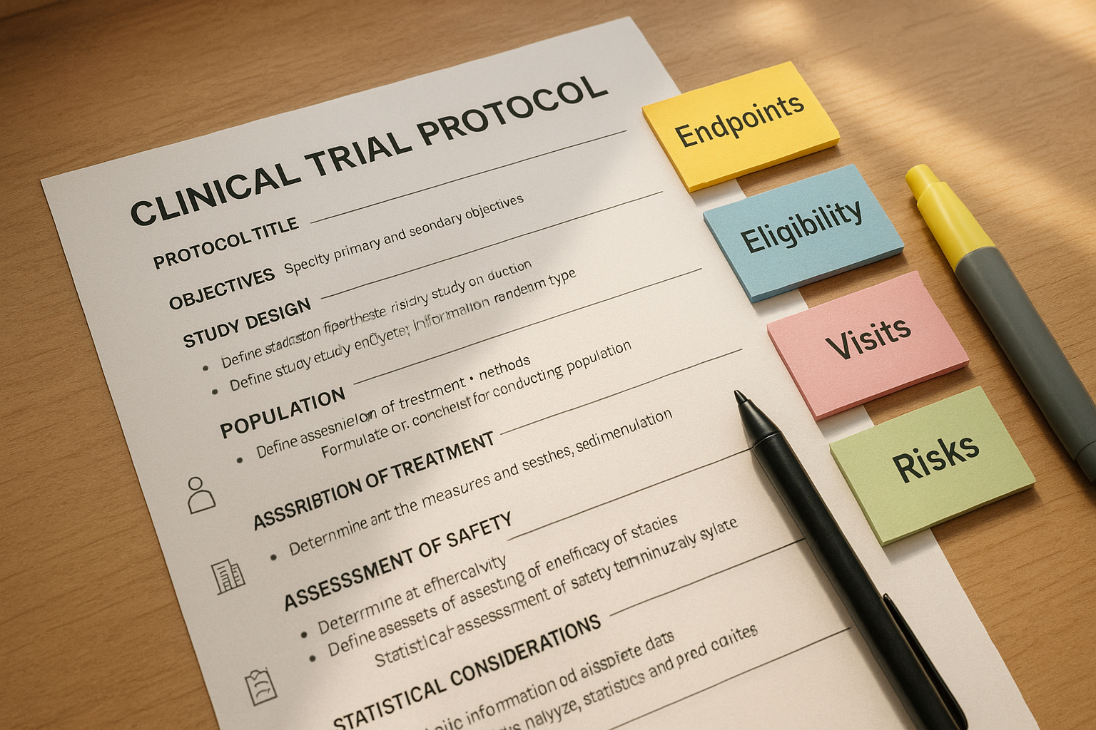 Clinical trial protocol design and AI analysis